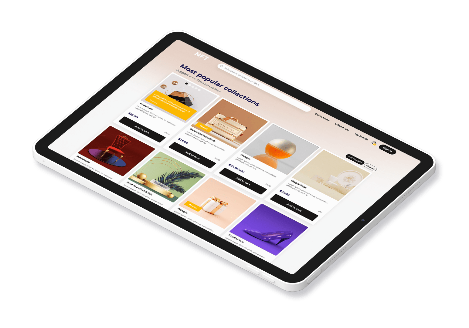 NFT Marketplace mockup